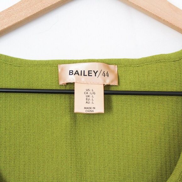 Bailey 44 Green Ribbed Tank Top Tulle Ruffle Shoulder Detail Large - Picture 3 of 7